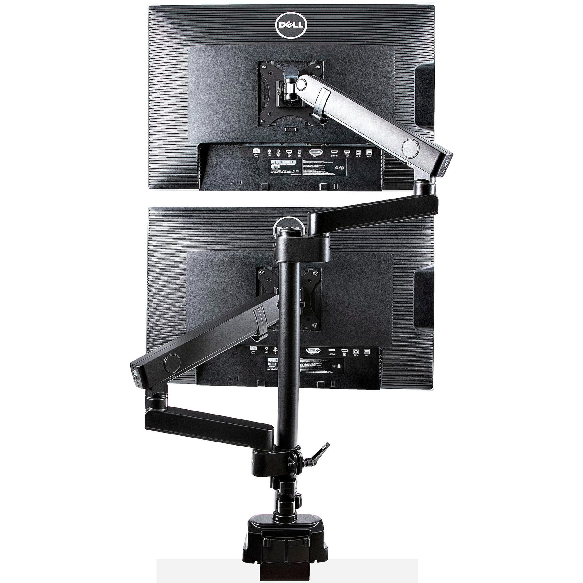 StarTech.com ARMDUALPIVOT Mounting Arm, Height Adjustable Full Motion Monitor Mount for 2x VESA Displays up to 32"/17lb, Stackable Arms