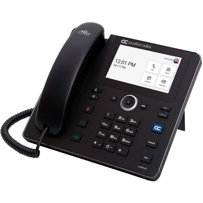 Téléphone IP AudioCodes TEAMS-C455HD C455HD PoE GbE Montable au Mur Noir.
