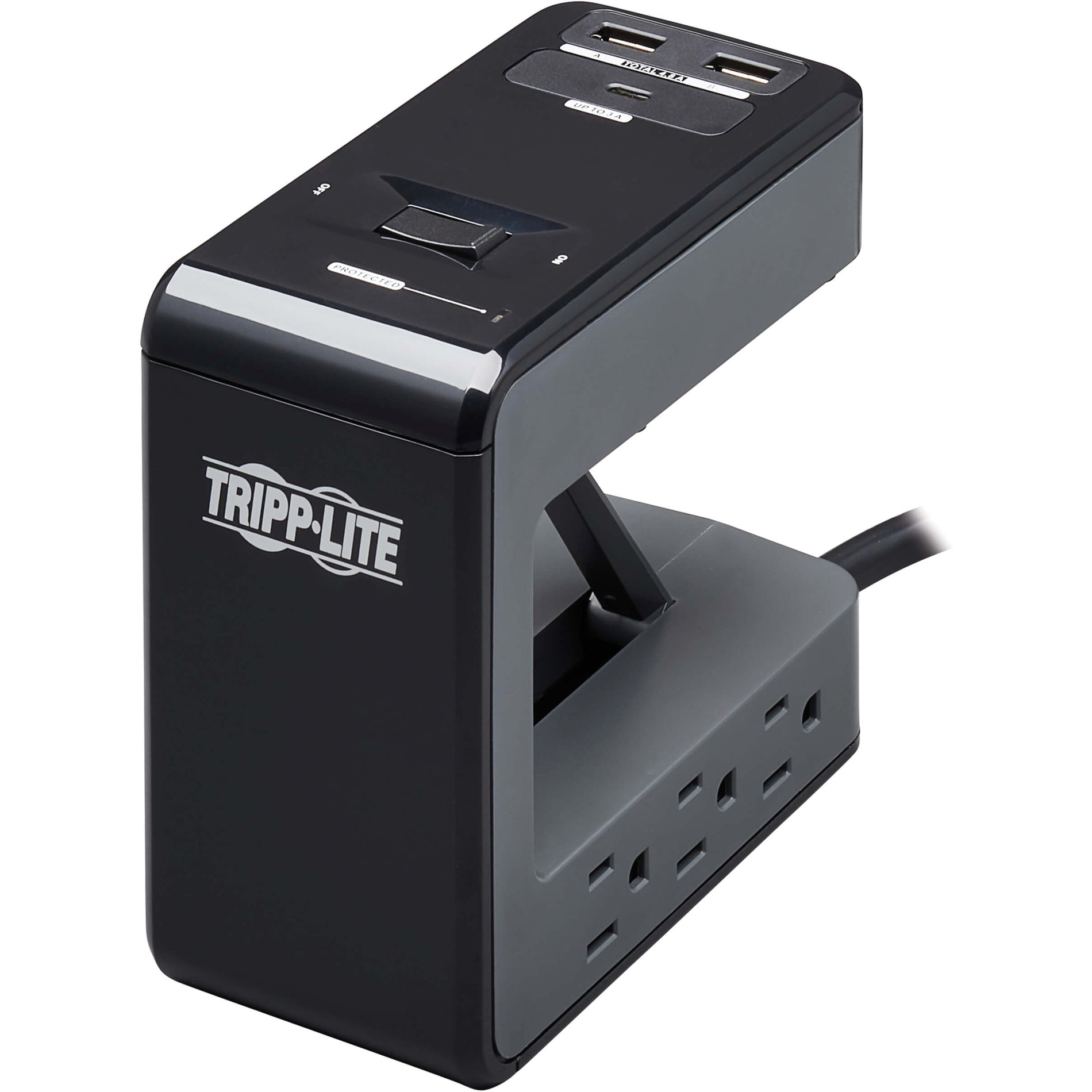 Side view of Tripp Lite surge protector showing desk clamp mounting system-alternate-image2