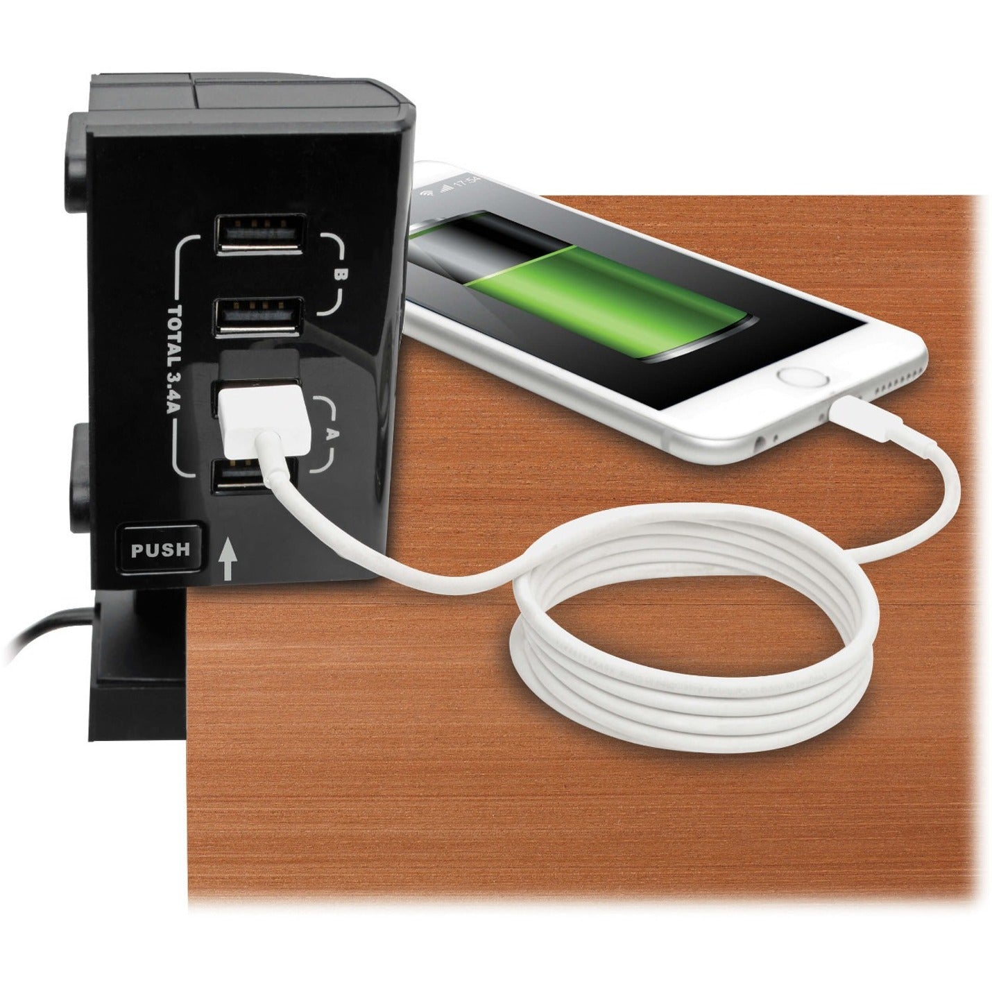 Close-up of USB charging ports with iPhone charging demonstration-alternate-image7