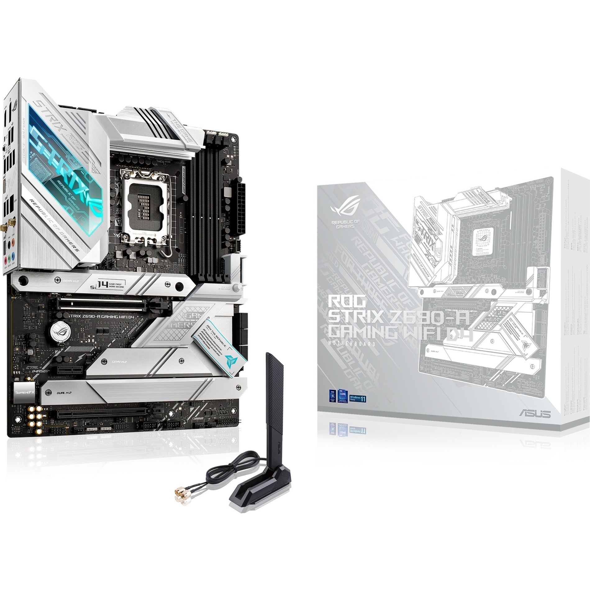 Asus ROGSTRIXZ690AGAMINGWIFID4 Strix Z690-A GAMING WIFI D4 Desktop Motherboard - Intel Z690 Chipset, Socket LGA-1700, Intel Optane Memory Ready, ATX