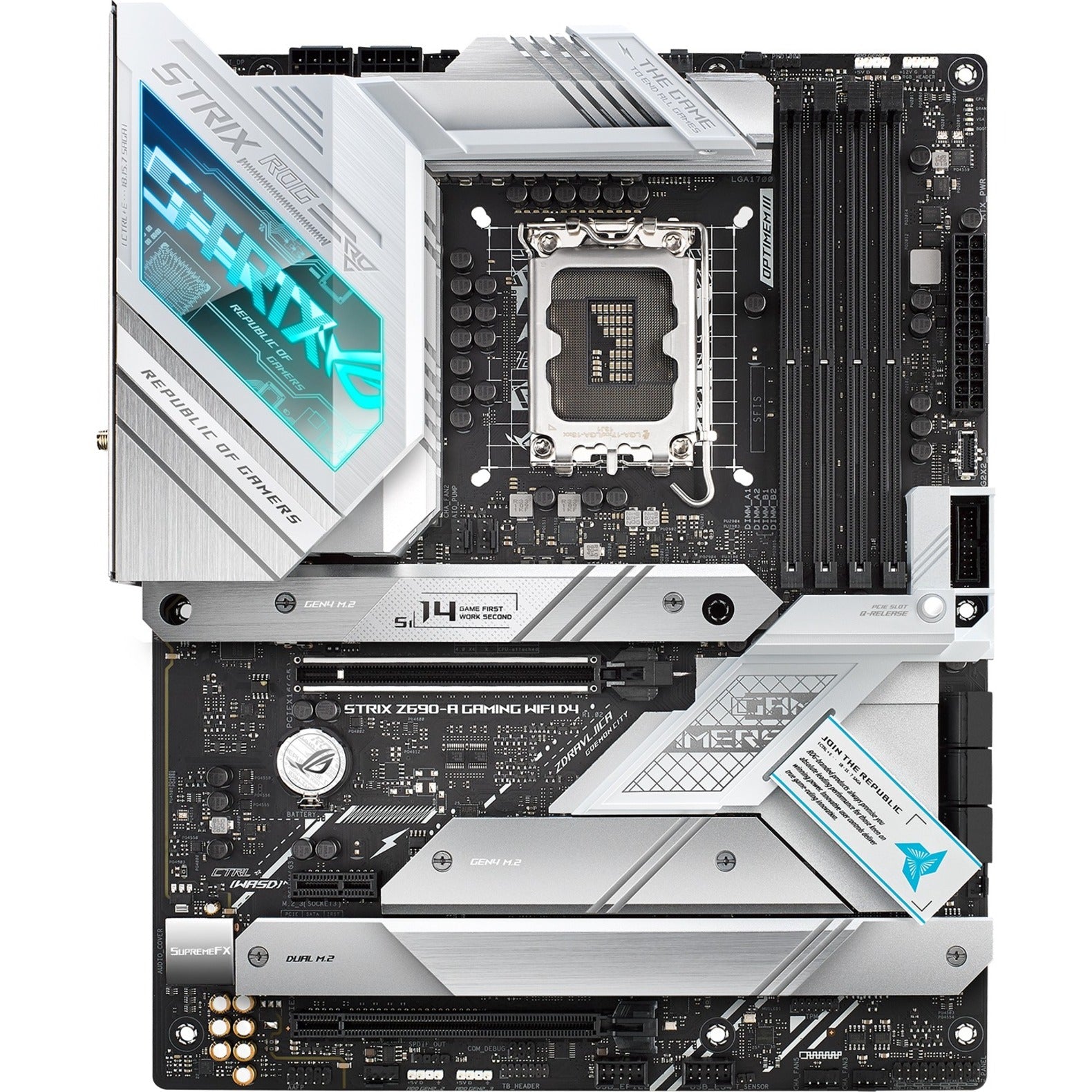 Asus ROGSTRIXZ690AGAMINGWIFID4 Strix Z690-A GAMING WIFI D4 Desktop Motherboard - Intel Z690 Chipset, Socket LGA-1700, Intel Optane Memory Ready, ATX