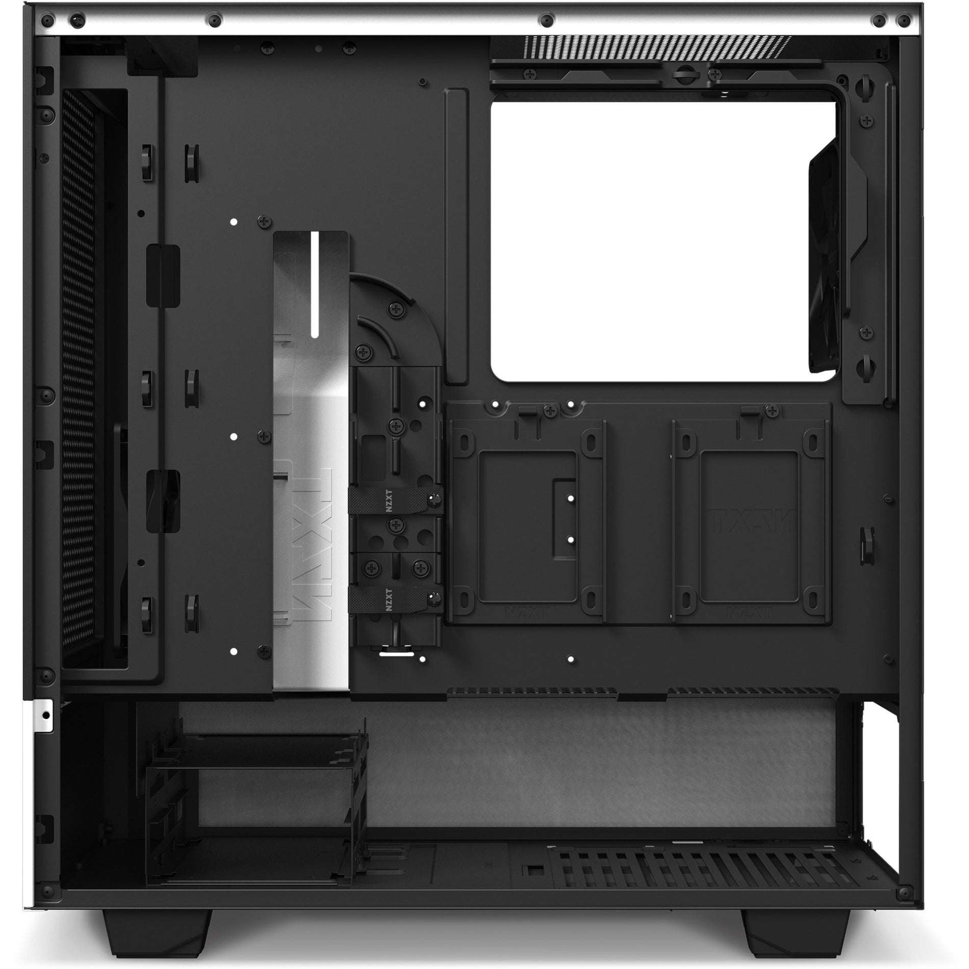 NZXT CA-H52FW-01 H510 Flow Compact Mid-tower Case, Matt White, 6 Expansion Bays, 7 Expansion Slots, 2 USB Ports, Tempered Glass, Steel