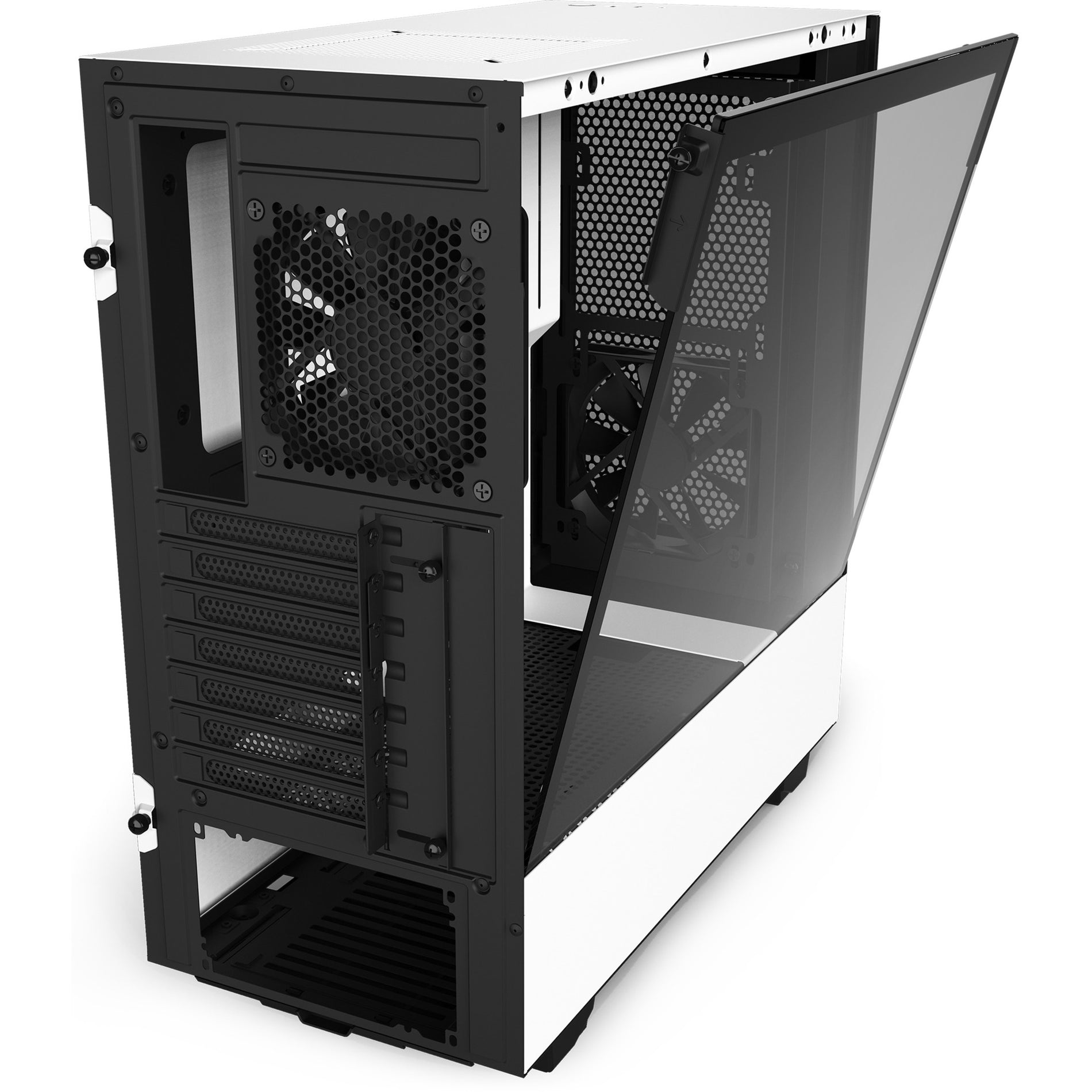 NZXT CA-H52FW-01 H510 Flow Compact Mid-tower Case, Matt White, 6 Expansion Bays, 7 Expansion Slots, 2 USB Ports, Tempered Glass, Steel