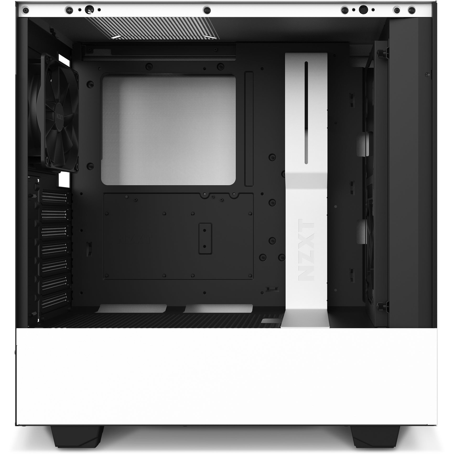 NZXT CA-H52FW-01 H510 Flow Compact Mid-tower Case, Matt White, 6 Expansion Bays, 7 Expansion Slots, 2 USB Ports, Tempered Glass, Steel