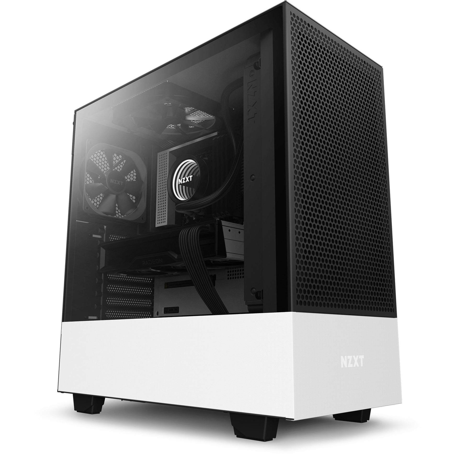 NZXT CA-H52FW-01 H510 Flow Compact Mid-tower Case, Matt White, 6 Expansion Bays, 7 Expansion Slots, 2 USB Ports, Tempered Glass, Steel