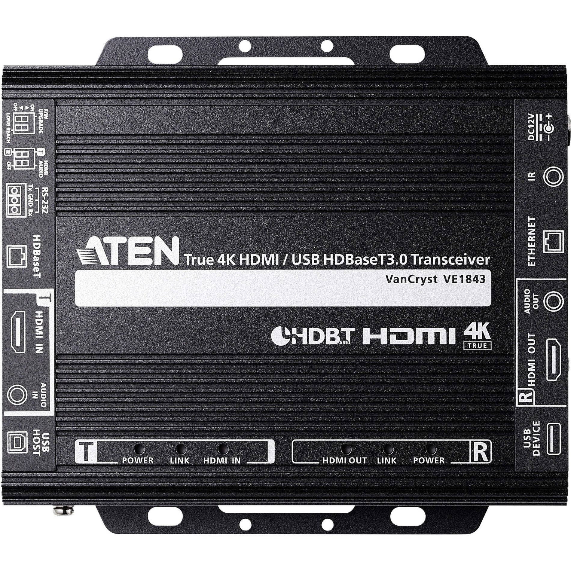 ATEN VE1843 True 4K HDMI / USB HDBaseT 3.0 Transceiver, 4K UHD, 16.40 ft Maximum Operating Distance