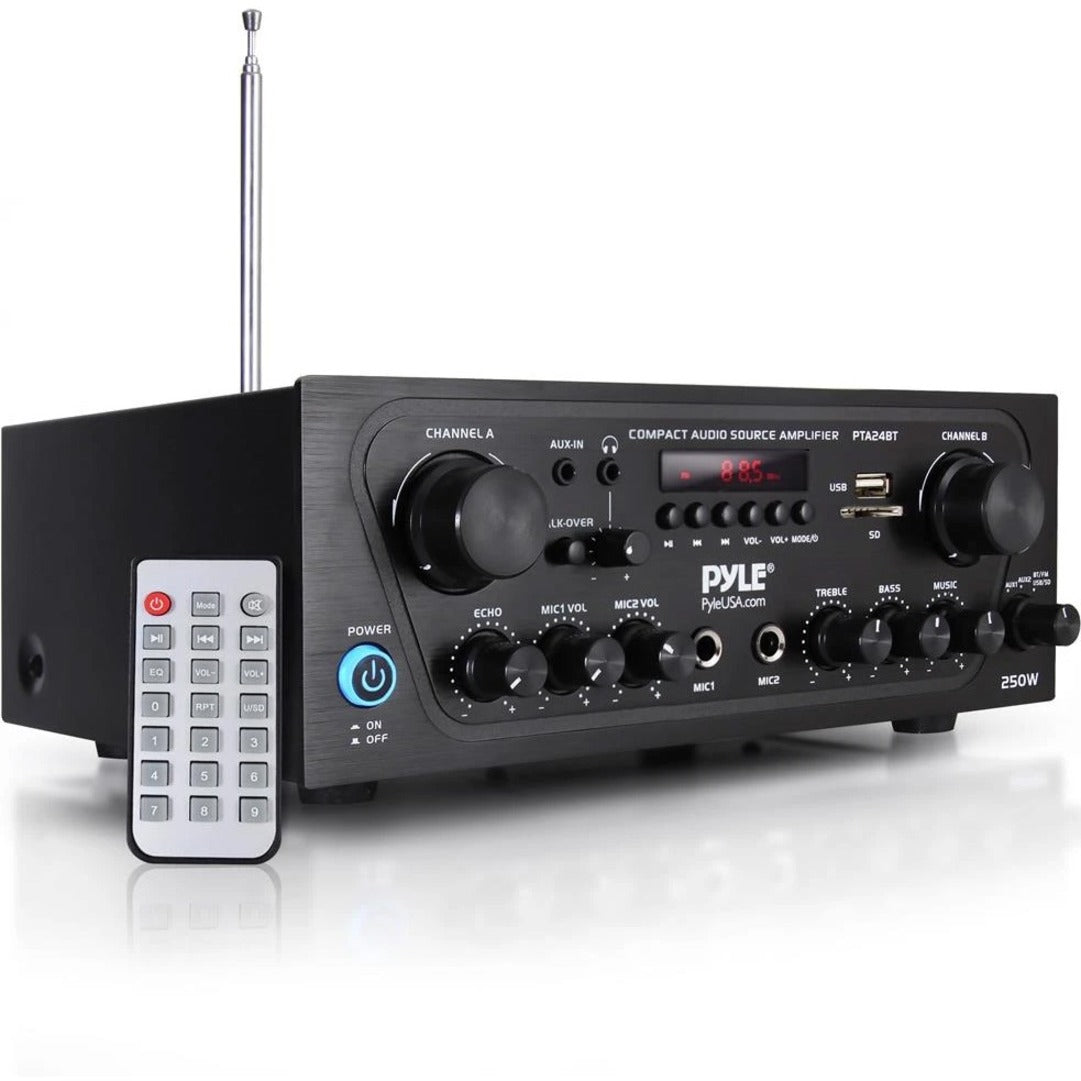 250 Watts Compact Bluetooth Áudio Estéreo Receptor com Rádio FM 2 Canal Preto