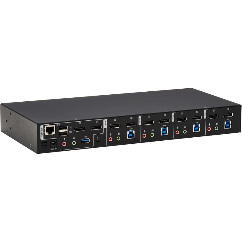 Detailed rear view showing all connection ports of KVM switch