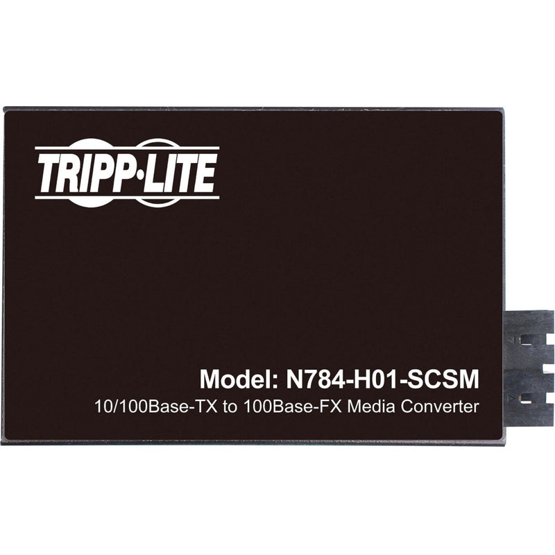 Top view of media converter showing model number and specifications