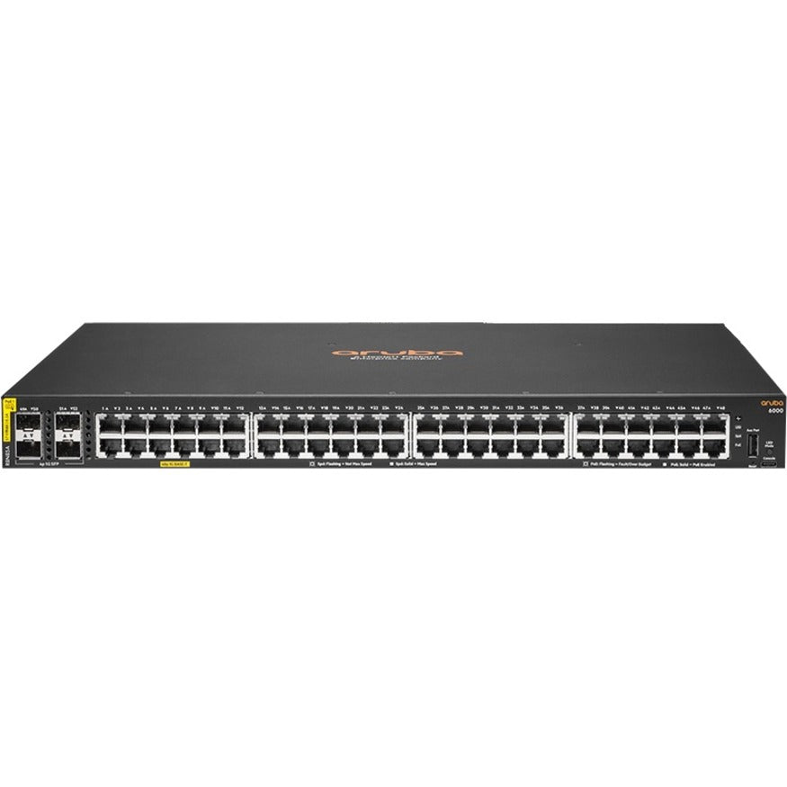 Aruba 6000 48G Klasse4 PoE 4SFP 370W Switch Gigabit Ethernet 48 Poorten 4 SFP Slots