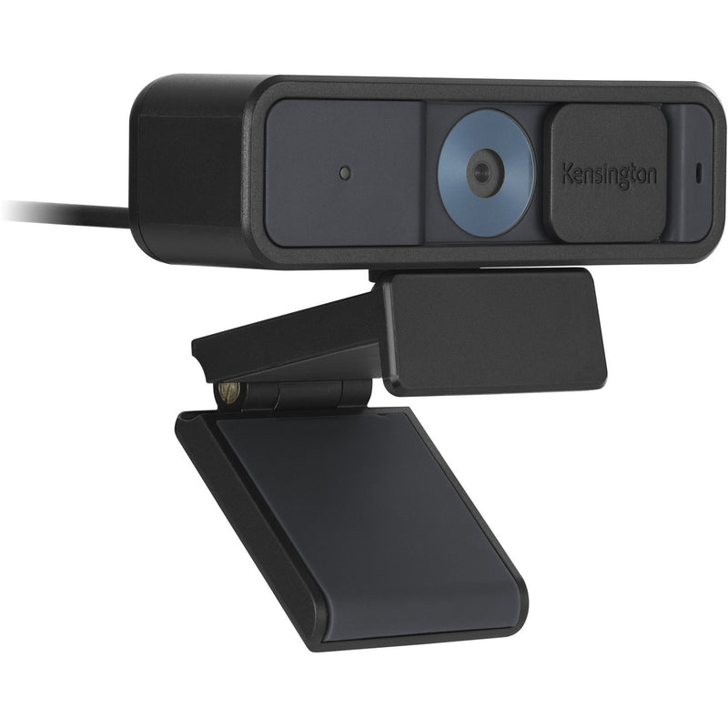 Side view of Kensington W2000 webcam showing sleek black housing and blue-tinted lens