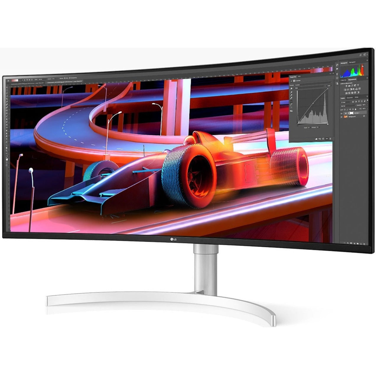 LG 38WN95C-W.AUS Ultrawide 38WN95C-W Breedbeeld Gaming LCD Monitor Nano IPS 3840 x 1600 1.07 Miljard Kleuren FreeSync 450 Nit 1 ms GTG (Snel)