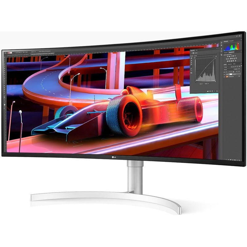 LG monitor displaying vibrant design work with color accuracy demonstration