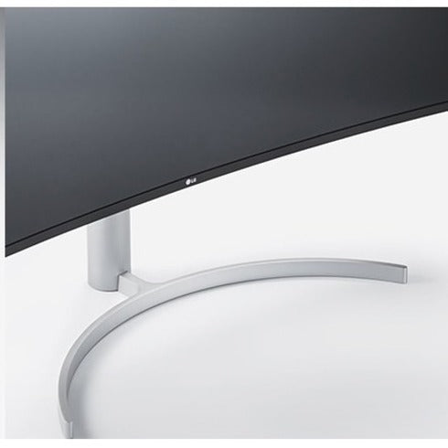 Close-up of monitor stand base showing curved design