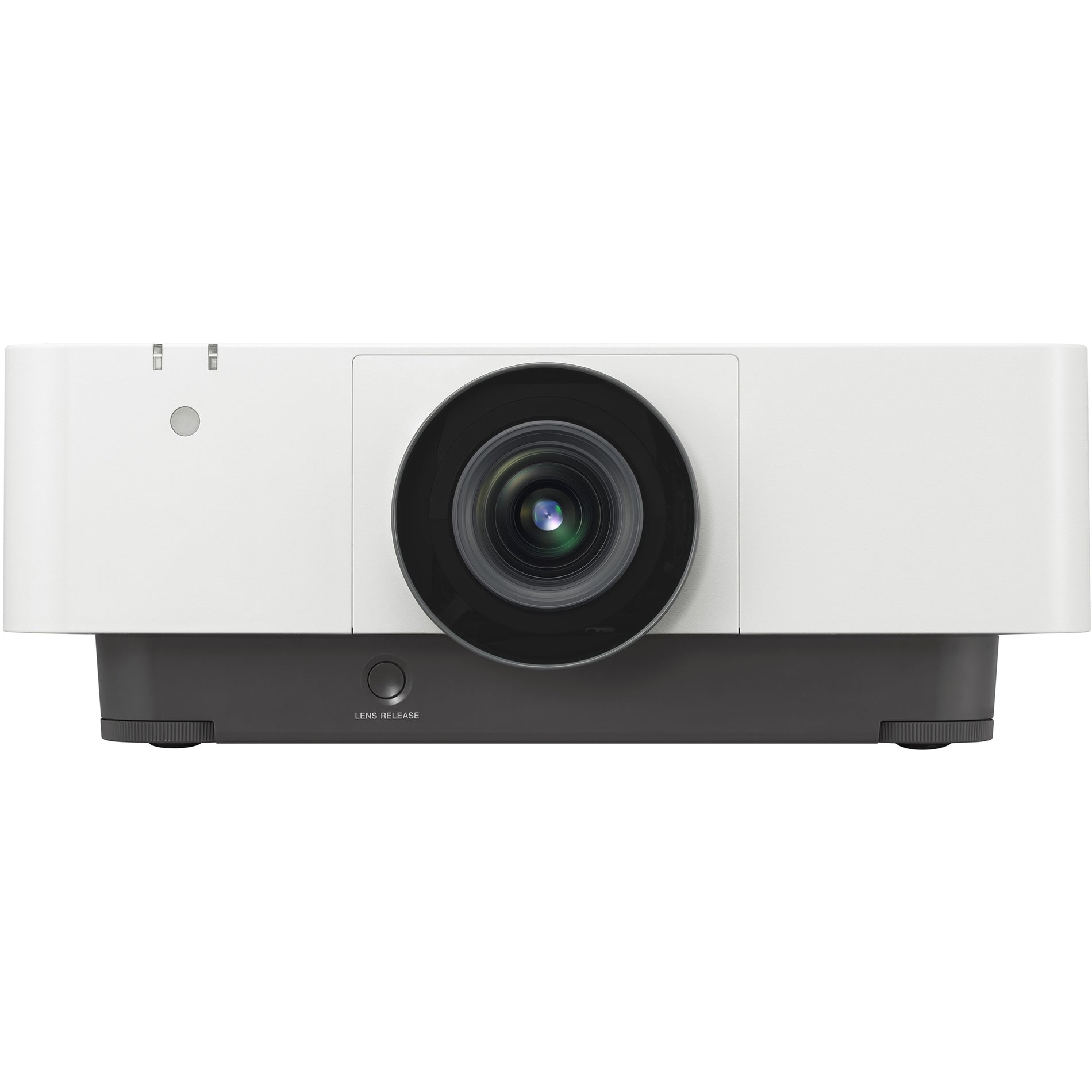 Direct front view of Sony VPL-FHZ80 projector emphasizing symmetrical design and lens placement-alternate-image2