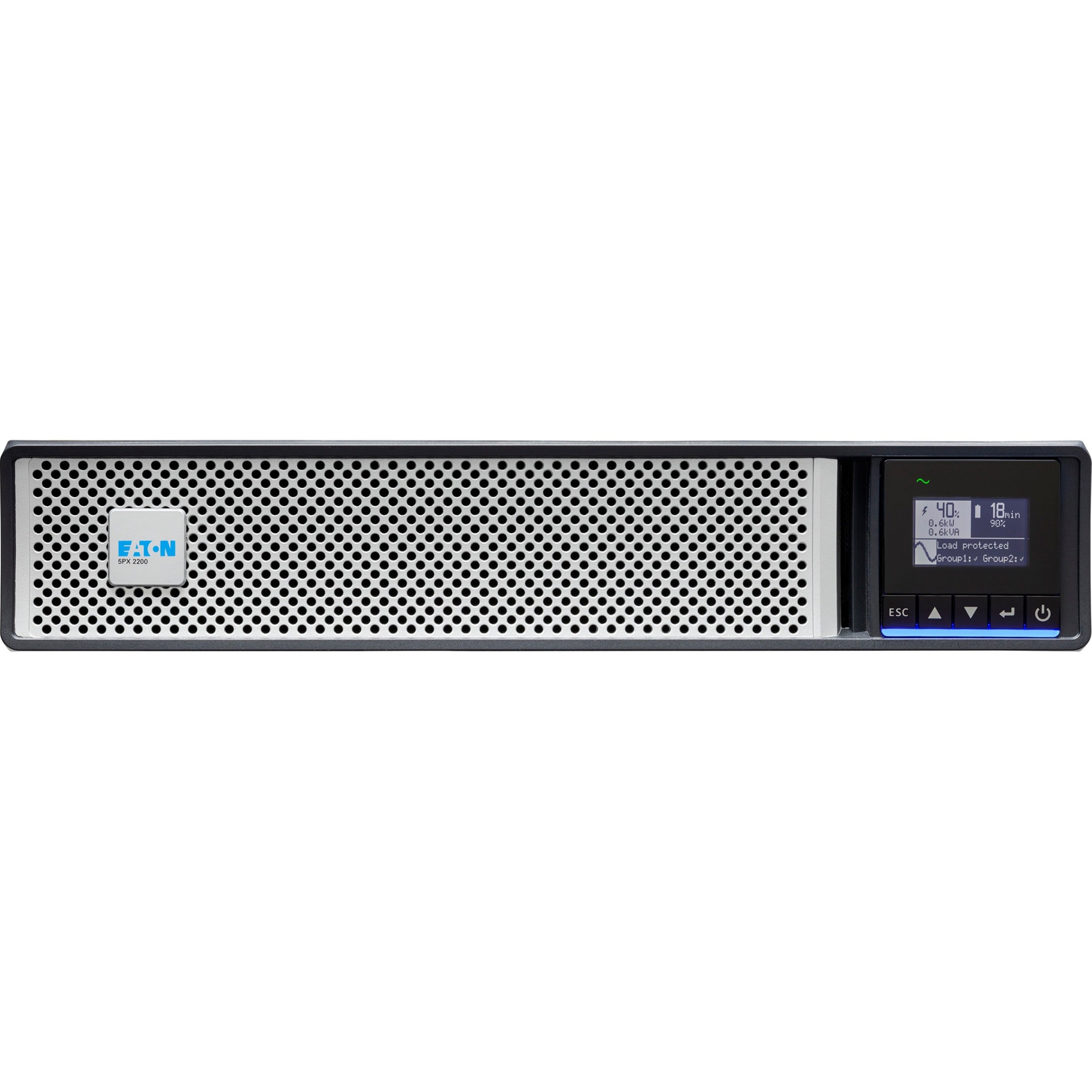 Eaton 5PX G2 Line-interactive UPS, 2200VA/2200W, Hot-Swappable Battery, 6 Min Backup, 10 Managed Outlets, LCD Display, Rack-mountable - 5PX2200HRTG2 (3 Year Warranty)