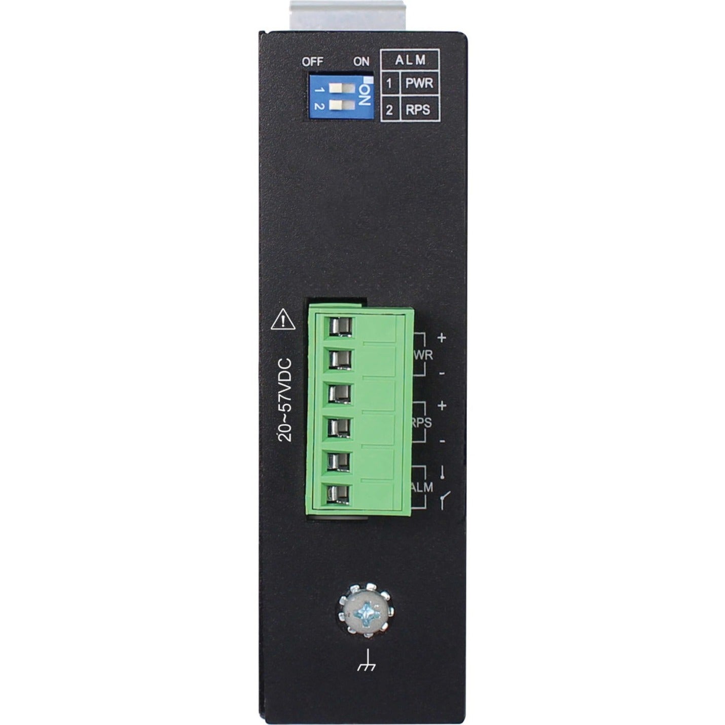 Power input panel of NGI-M05-C1 showing dual power inputs and alarm relay connections-alternate-image4