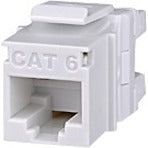 White Category 6 Signamax MT-Series keystone jack with RJ-45 port and CAT 6 marking