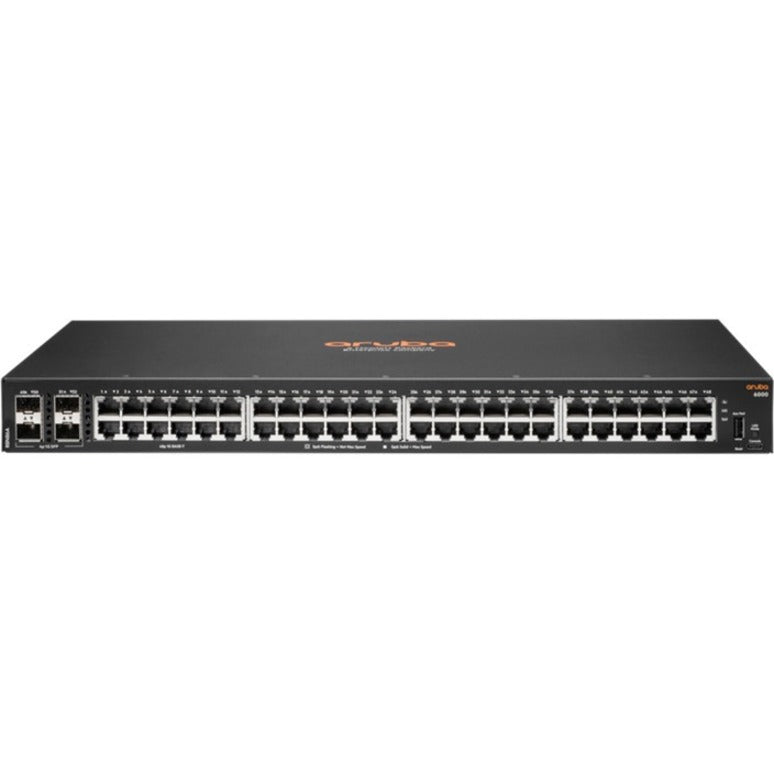 Aruba R8N86A 6000 48G 4SFP Switch, Gigabit Ethernet, 48 Network Ports, Wall Mountable