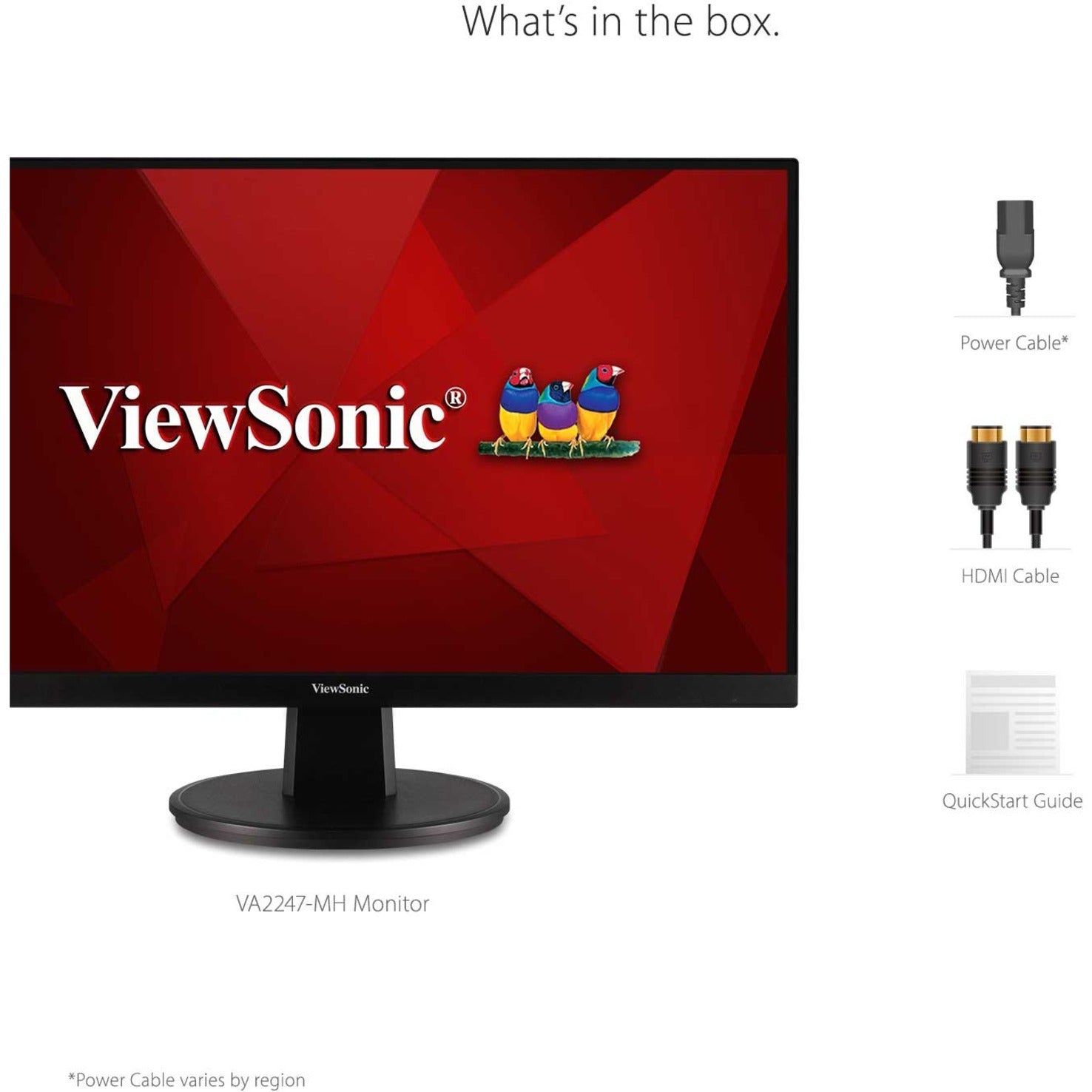 ViewSonic VA2247-MH 22" MVA 液晶显示器，无边框，HDMI，VGA，1920x1080 分辨率 品牌名称：ViewSonic。翻译品牌名称。