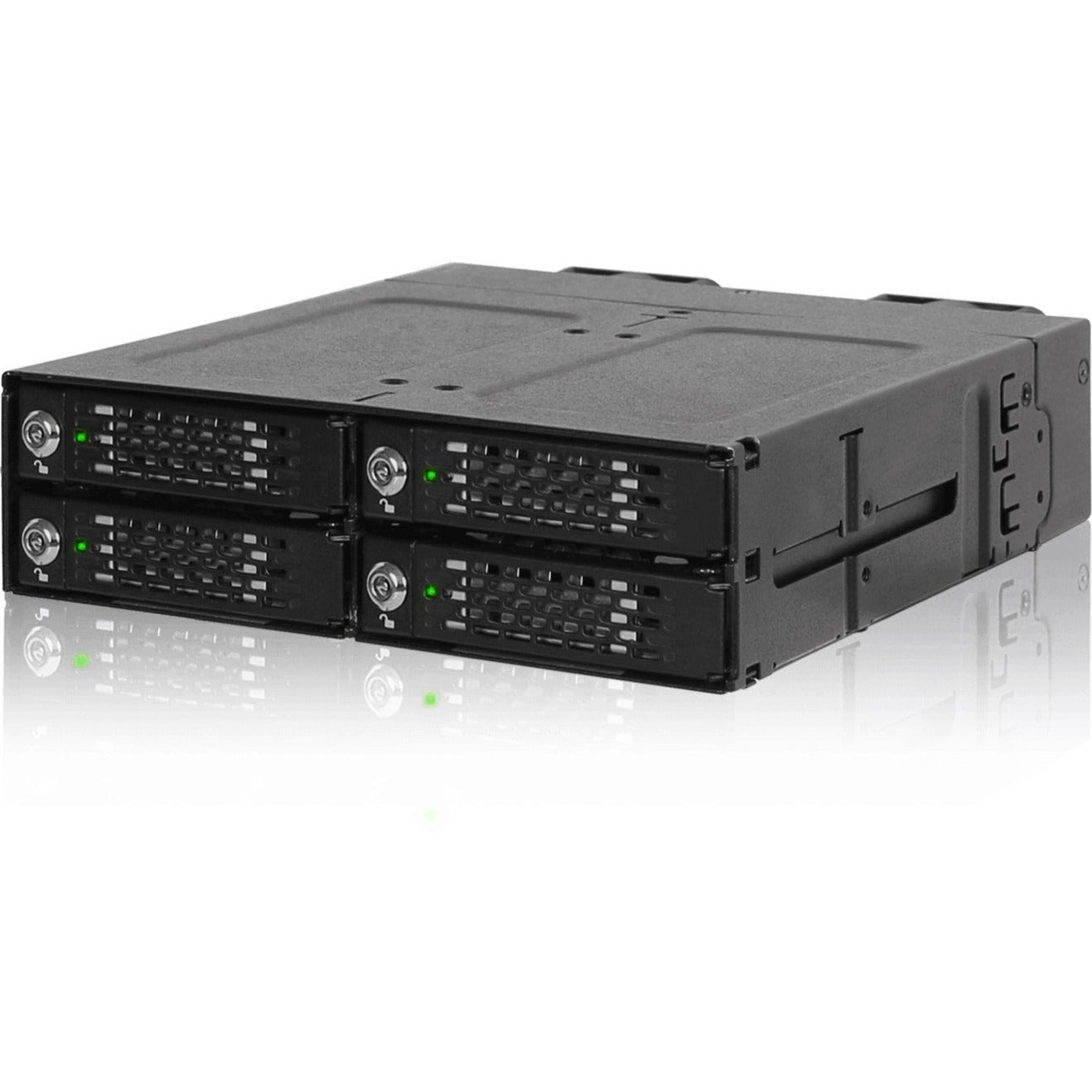 Icy Dock MB720MK-B V2 ToughArmor Drive Enclosure for 5.25" M.2, PCIe NVMe 4.0 x4 - Black, Hot Swappable Bays, 4 Bay Support