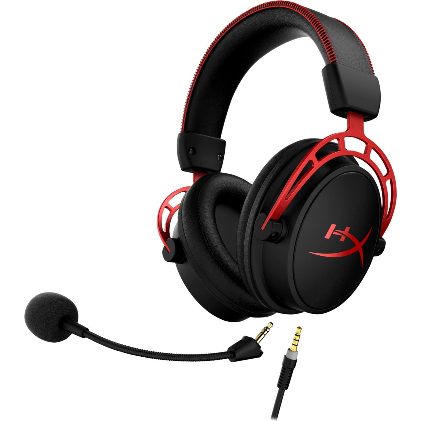 HyperX 4P5L1AA#ABL Cloud Alpha Gaming Headset (Black-Red), Comfortable, Detachable Microphone, Multi-platform Support