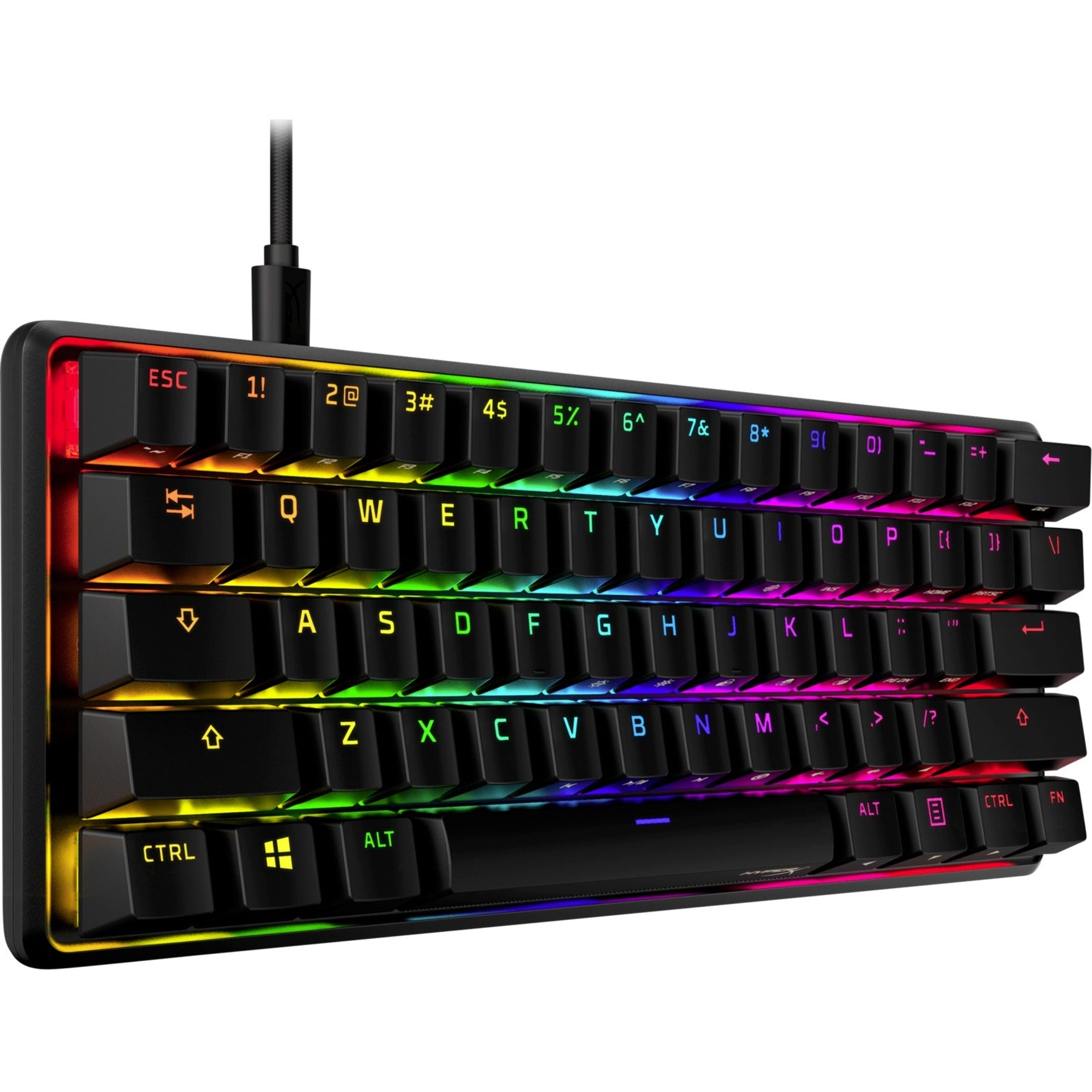 HyperX Alloy Origins 60 Mechanical Gaming Keyboard, Compact Keyboard, RGB LED Backlight, Anti-ghosting, Solvent Resistant, Wear Resistant, Programmable Keys, Key Rollover, Built-in Memory