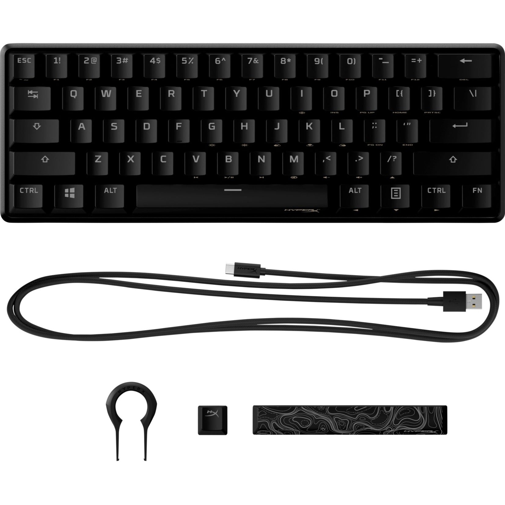 HyperX Alloy Origins 60 Mechanical Gaming Keyboard, Compact Keyboard, RGB LED Backlight, Anti-ghosting, Solvent Resistant, Wear Resistant, Programmable Keys, Key Rollover, Built-in Memory