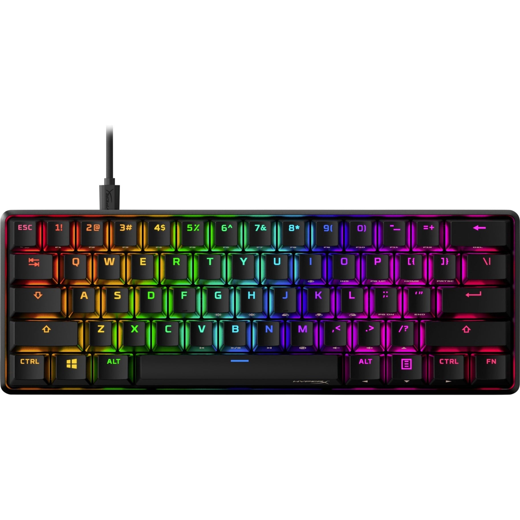 HyperX Alloy Origins 60 Mechanical Gaming Keyboard, Compact Keyboard, RGB LED Backlight, Anti-ghosting, Solvent Resistant, Wear Resistant, Programmable Keys, Key Rollover, Built-in Memory