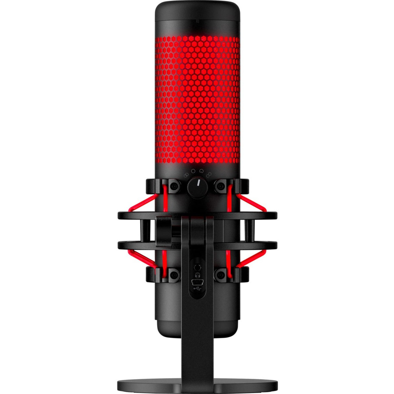 HyperX 4P5P6AA QuadCast Mikrofon - Schwarz Rot Elektret-Kondensator Stummschaltung und Richtcharakteristiksteuerung