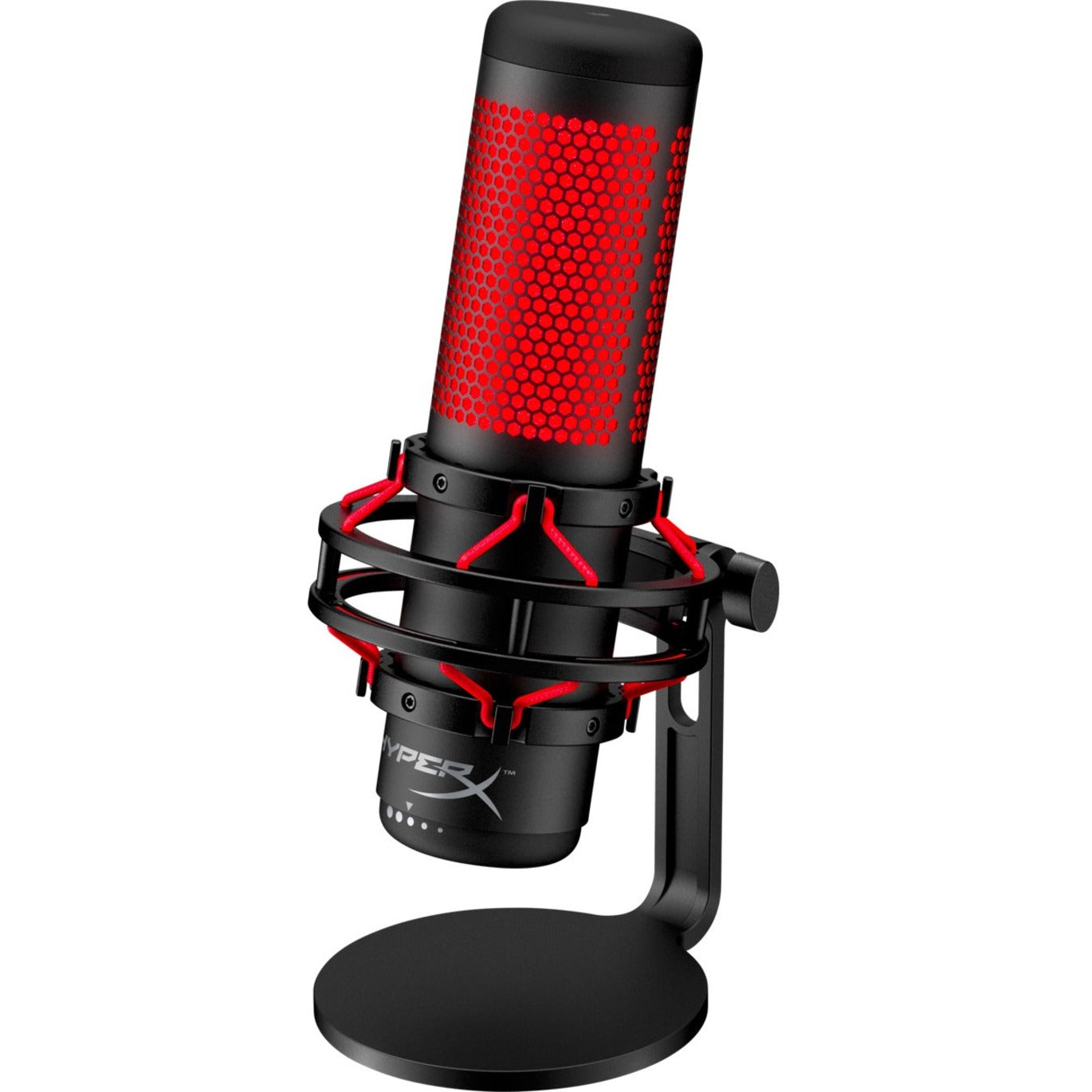 HyperX 4P5P6AA QuadCast Mikrofon - Schwarz Rot Elektret-Kondensator Stummschaltung und Richtcharakteristiksteuerung