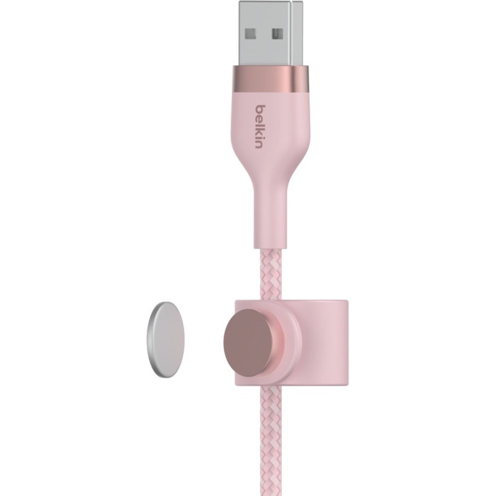 Belkin CAA010BT3MPK BOOST&uarr;CHARGE PRO Flex USB-A Cable with Lightning Connector, 9.84 ft, Pink