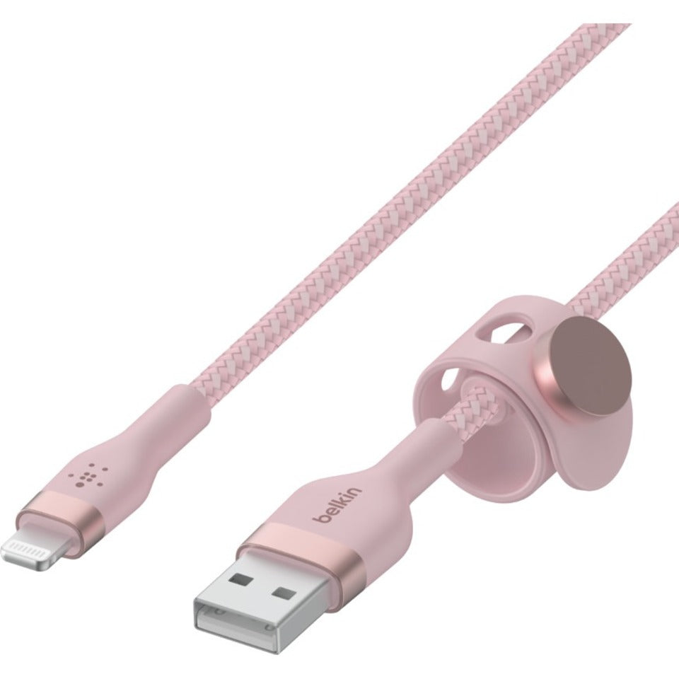 Belkin CAA010BT3MPK BOOST&uarr;CHARGE PRO Flex USB-A Cable with Lightning Connector, 9.84 ft, Pink