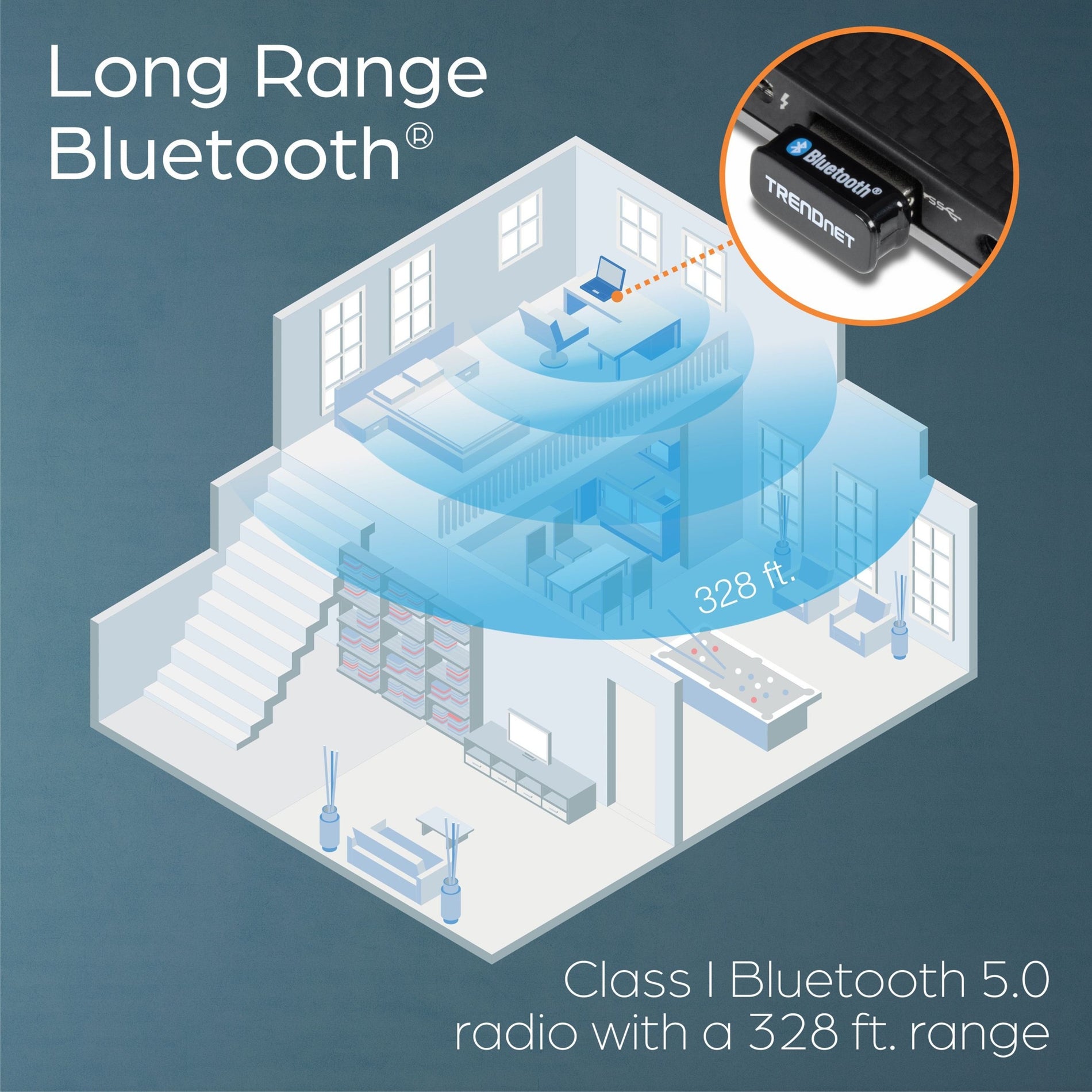 Adaptador USB Micro Bluetooth 5.0 TRENDnet TBW-110UB con BR/EDR/BLE NIC inalámbrica y adaptador