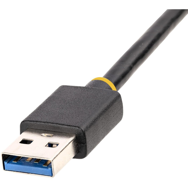 Close-up of USB 3.0 connector on StarTech.com Ethernet adapter