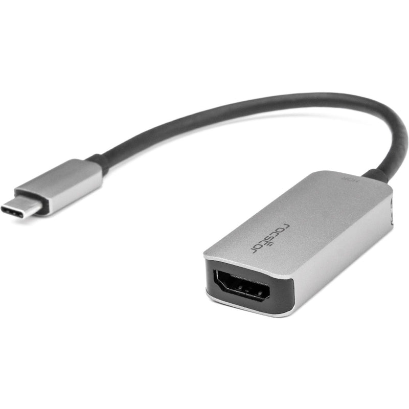 Angled view of Rocstor USB-C to HDMI adapter showing connector detail