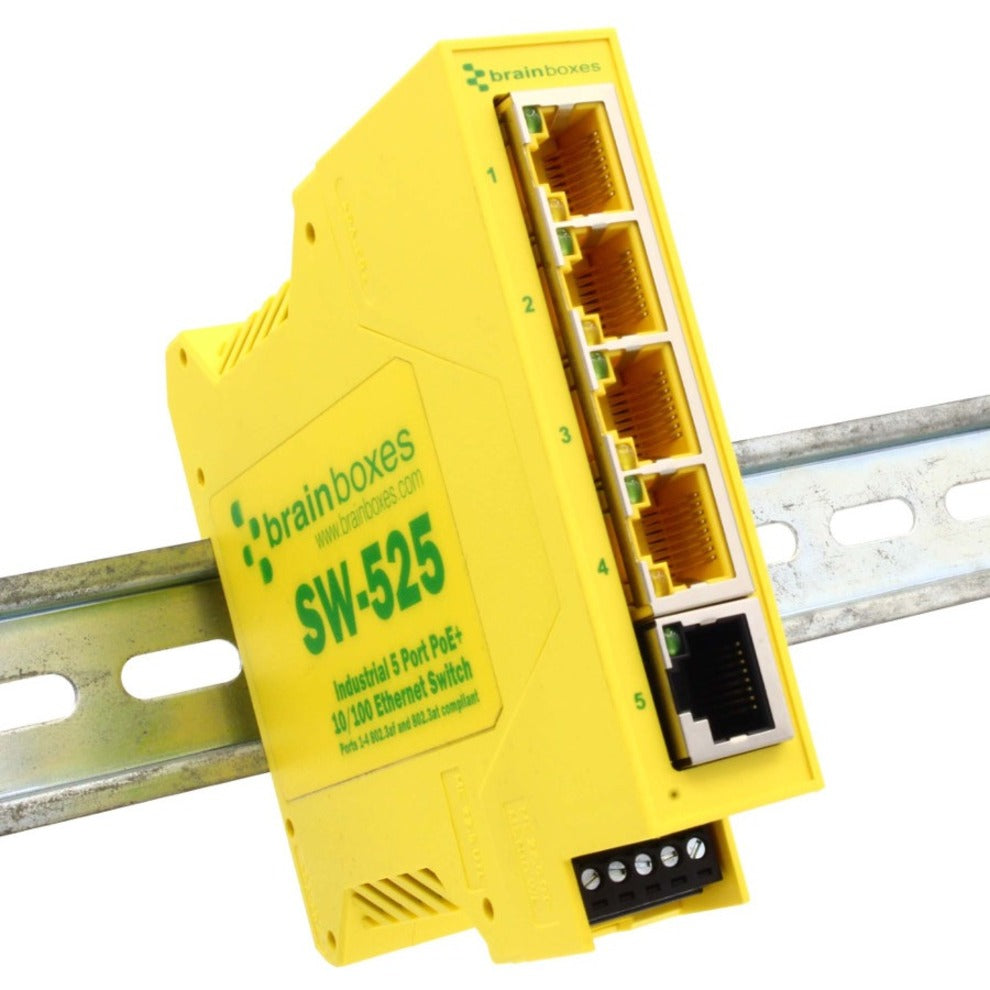 Brainboxes SW-525 Switch Ethernet PoE+ Industri 5 Port TAA Mematuhi Garansi Seumur Hidup