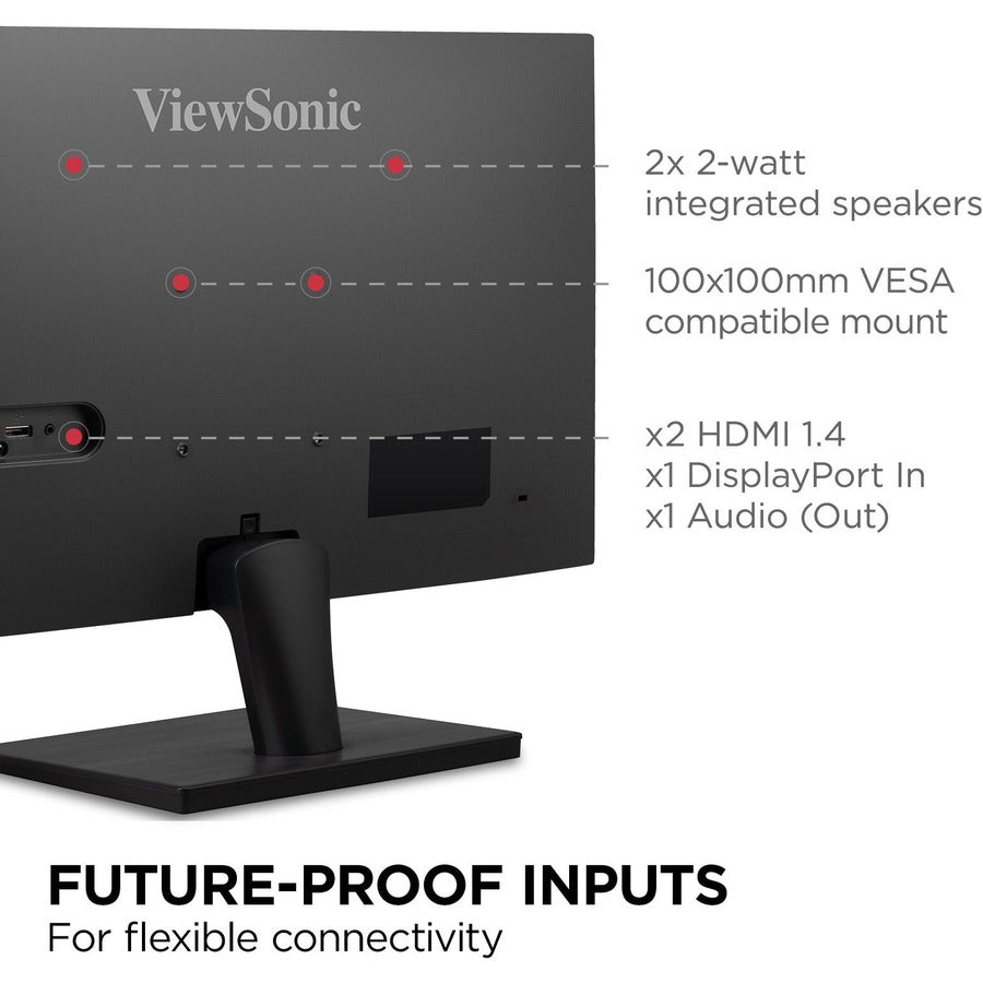 ViewSonic VA2715-2K-MHD 27 英寸 2K 显示器，QHD 2560 x 1440，HDMI DP，内置喇叭，自适应同步/FreeSync ViewSonic 唯视