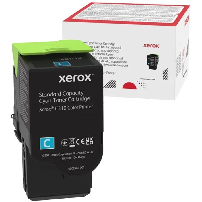 Xerox 006R04357 standard capacity cyan toner cartridge with retail packaging for C310 Color Printer