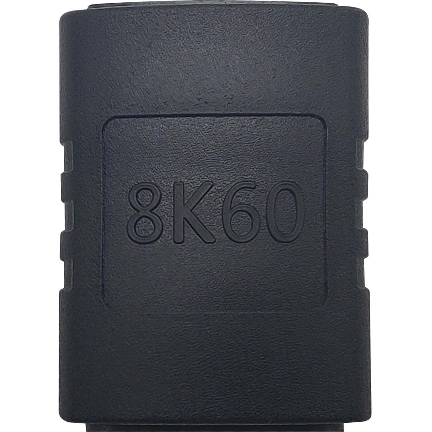 Top view of black HDMI coupler showing embossed 8K60 branding-alternate-image2