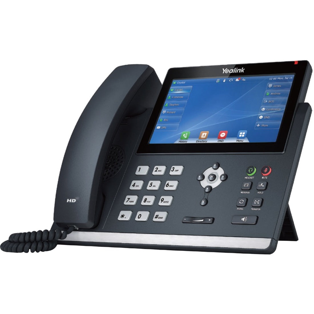Téléphone IP Yealink 1301204 SIP-T48U Affichage de l'appelant Haut-parleur VoIP Montable au mur Gris classique