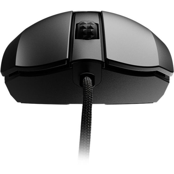 Front view of MSI Clutch GM41 gaming mouse showcasing cable design and scroll wheel-alternate-image4