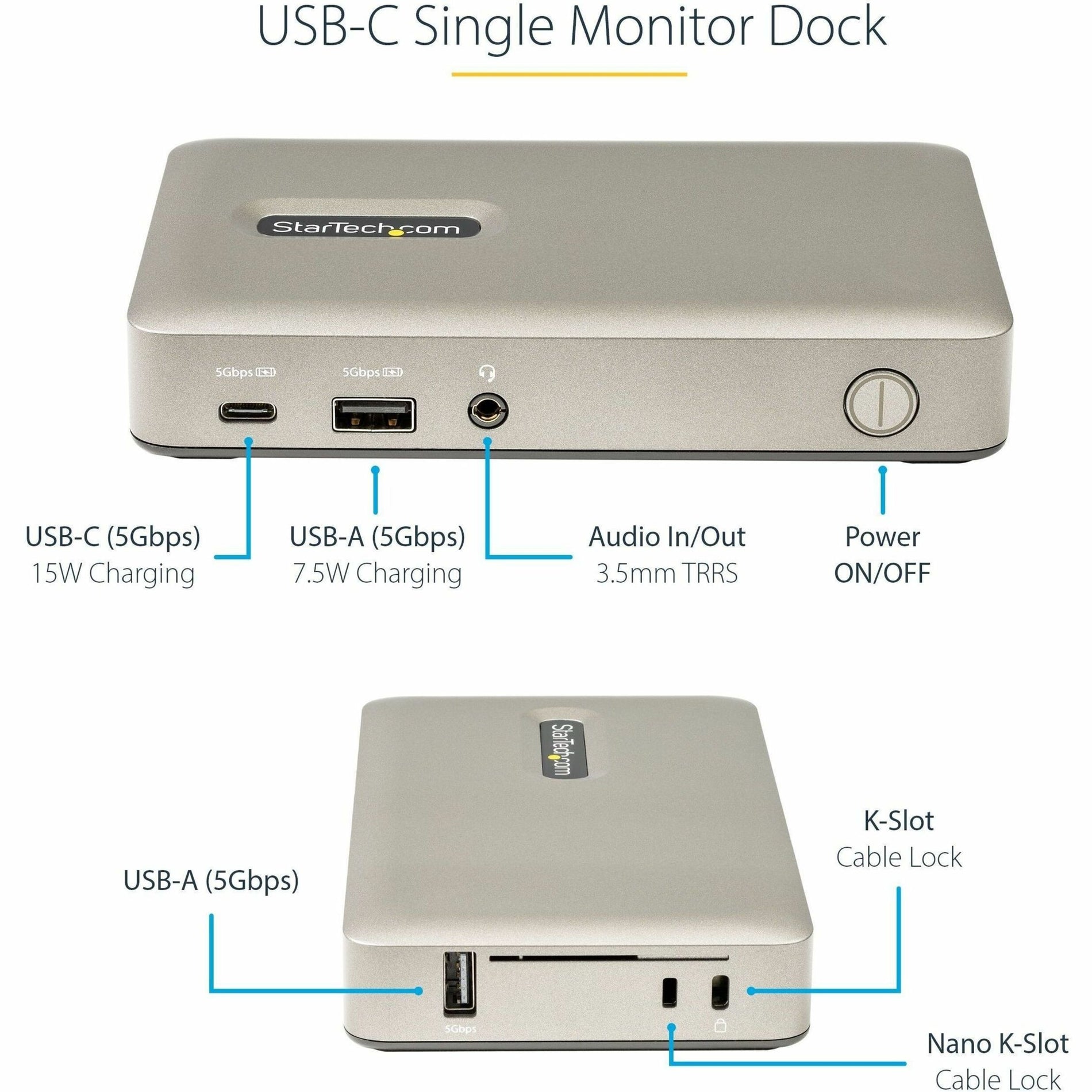 ستار تكنولوجي.كوم محطة إرساء DKM30CHDPD، محطة دوك لابتوب USB-C مع منفذ عرض 4K، VGA، منافذ USB، إيثرنت بسرعة جيجابت، رمادي فضاء