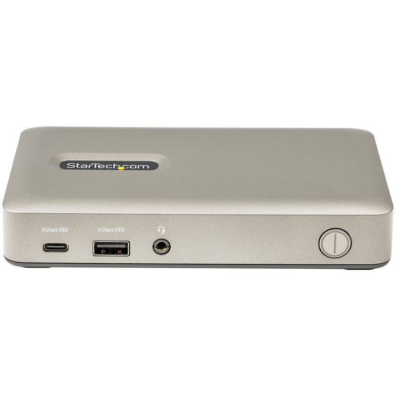 Front view of StarTech.com docking station showing USB and audio ports