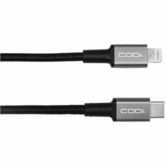 CODi A01072 6' USB-C to Lightning (MFI Certified) Braided Nylon Charge & Sync Cable, Quick Charge, Tangle Resistant