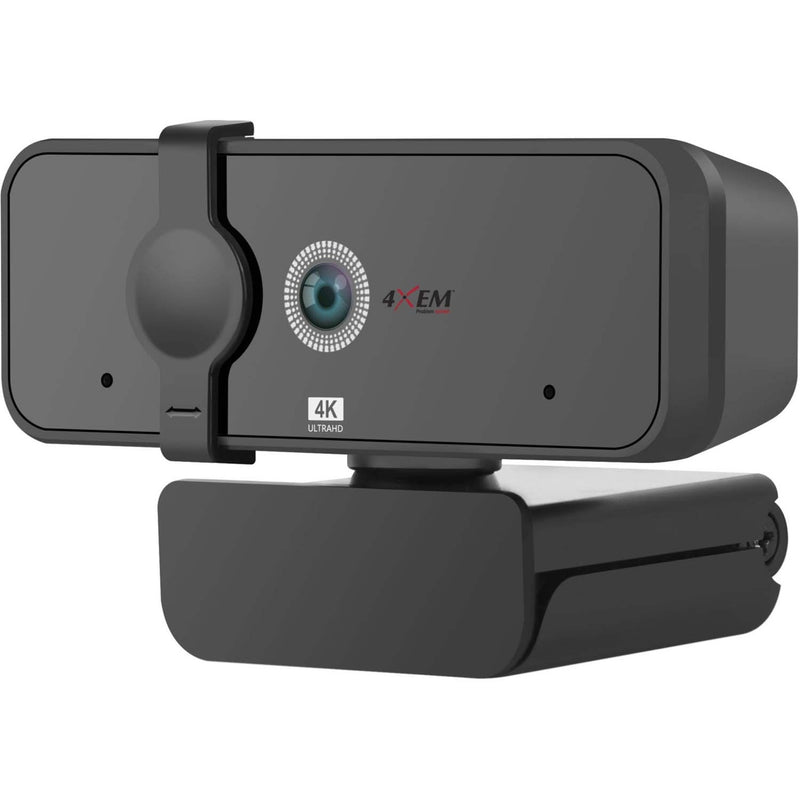 Front view of 4XEM 4K webcam showing 4-layer glass lens and 4K Ultra HD branding