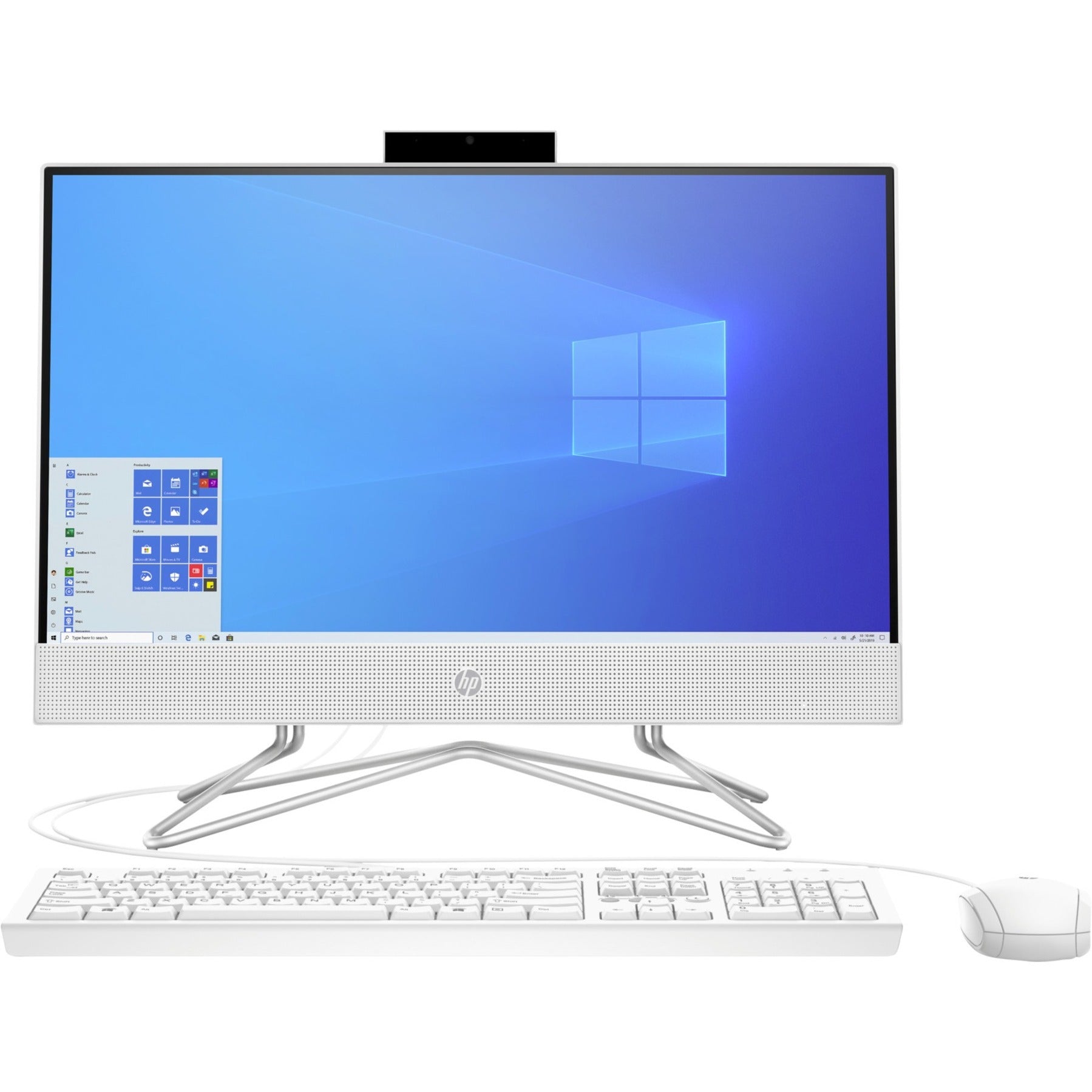 HP All-in-One 22-dd0046 Bundle PC, 21.5" Screen, AMD Athlon Silver, 4GB Memory, 256GB SSD, Windows 11