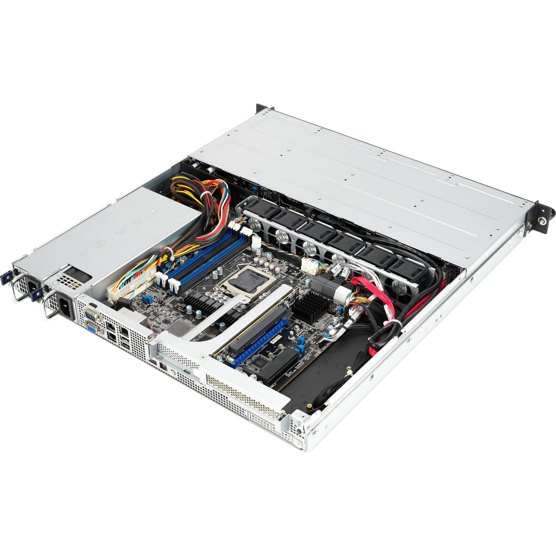 Angled internal view of ASUS RS300-E11 server showing component layout and cooling system-alternate-image5