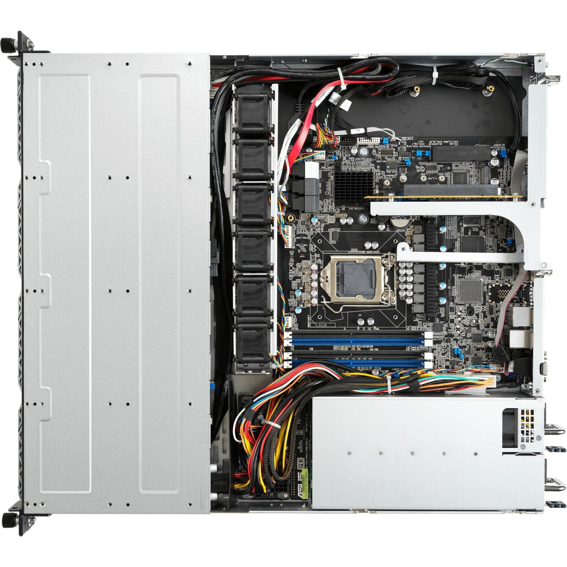 Top-down internal view of ASUS RS300-E11 server showing cooling system and power supply units-alternate-image4